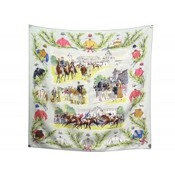 FOULARD HERMES COURSES A CHANTILLY DE TAQUOY CARRE 90 EN SOIE SILK SCARF 375€