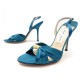 NEUF CHAUSSURES JIMMY CHOO 38 ESCARPINS EN SATIN BLEU BLUE COURT SHOES 650€