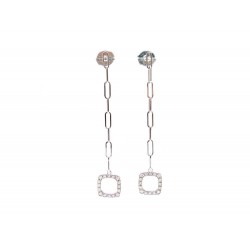 NEUF BOUCLES D'OREILLES DINH VAN IMPRESSION OR BLANC DIAMANTS + BOITE EARRINGS