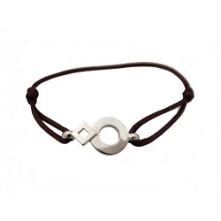 BRACELET LIEN TOURNAIRE SIGNE ECLIPSE ROND OR BLANC 3.1 GR BIJOU GOLD JEWEL 660€