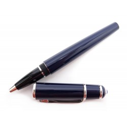 NEUF STYLO BILLE CARTIER DIABOLO ROLLERBALL EN RESINE BLEU + BOITE NEW PEN 395€