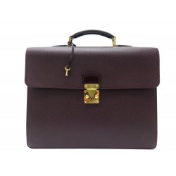 SAC CARTABLE LOUIS VUITTON ROBUSTO 2 SOUFFLETS SACOCHE CUIR TAIGA BORDEAUX 3900€