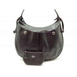 SAC A MAIN LONGCHAMP + PORTE MONNAIE EN CUIR MARRON LEATHER HAND BAG PURSE 660€