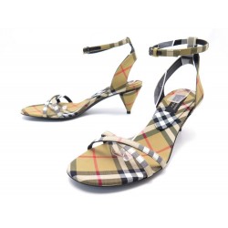 NEUF CHAUSSURES BURBERRY SANDALES HANSEL TOILE TARTAN 4070078 + BOITE SHOES 580€