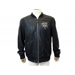 BLOUSON PHILIPP PLEIN BOMBER NAKAMURA F17C-MLB0182 3XL 54 L FR CUIR NOIR 2698€