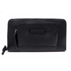 NEUF PORTEFEUILLE LONGCHAMP ZIPPE CUIR NOIR PORTE MONNAIE LEATHER WALLET 210€