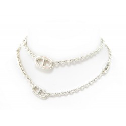 COLLIER HERMES SAUTOIR FARANDOLE 80 CM H104570B ARGENT MASSIF NECKLACE 1030€