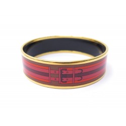 NEUF BRACELET HERMES IMPRIME SANGLES LARGE EMAIL PLAQUE OR 19 CM + BOITE 495€