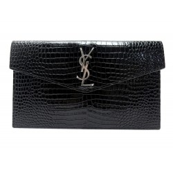 NEUF SAC POCHETTE A MAIN SAINT LAURENT UPTOWN POUCH 565739 CUIR FACON CROCO 515€