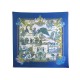 NEUF FOULARD HERMES AU FIL DE LA SOIE PAR ANNIE FAIVRE SOIE BLEU SILK SCARF 495€