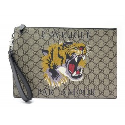 NEUF SAC POCHETTE A MAIN GUCCI SUPREME GG A IMPRIME TIGRE 473904 NEW POUCH 670€