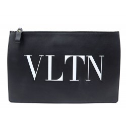 NEUF POCHETTE A MAIN VALENTINO VLTN RY2P0483LVN0NO CUIR NOIR LEATHER POUCH 390€