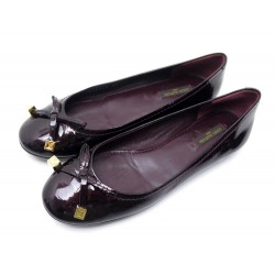 CHAUSSURES LOUIS VUITTON DEBBIE 36 BALLERINES EN CUIR VERNI BORDEAUX SHOES 570€