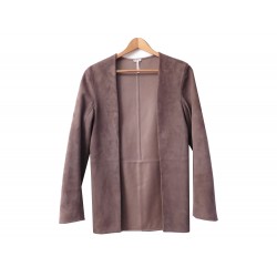 NEUF VESTE HERMES M 40 FEMME EN CUIR SUEDE TAUPE MANTEAU BROWN COAT JACKET 4000€