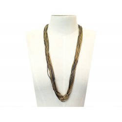 NEUF COLLIER CHANEL SAUTOIR MULTIRANG EN METAL DORE & NOIR NECKLACE NEW 1310€