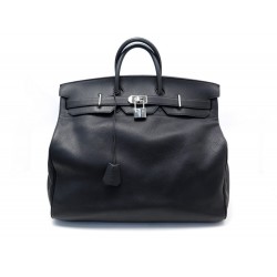 SAC A MAIN VOYAGE HERMES BIRKIN HAUT A COURROIES 50 EN CUIR TOGO NOIR HAND BAG