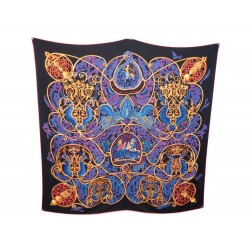 CHALE HERMES LA CHARMANTE AUX ANIMAUX CARRE EN CACHEMIRE & SOIE NOIR SCARF 925€