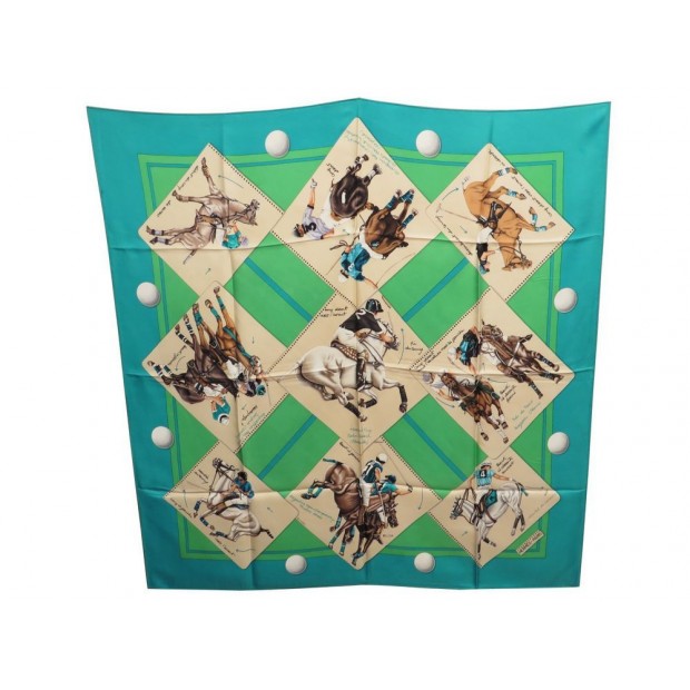 FOULARD HERMES LE MONDE DU POLO SOIE SILK SCARF