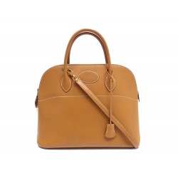 VINTAGE SAC A MAIN HERMES BOLIDE 35 CM EN CUIR BOX GOLD BANDOULIERE PURSE 5600€