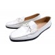 CHAUSSURES TOD'S MOCASSINS QUINN DOUBLE 38.5 39.5 FR CUIR VERNI BLANC SHOES 350€