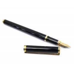 NEUF VINTAGE STYLO PLUME ST DUPONT 41274 LAQUE NOIR + ECRIN LACQUER FOUNTAIN PEN