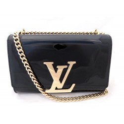 NEUF SAC A MAIN LOUIS VUITTON CHAIN LOUISE MM CUIR VERNI NOIR BANDOULIERE 1550€