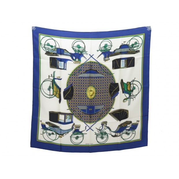 FOULARD HERMES LES VOITURES A TRANSFORMATION PERRIERE CARRE 90 SOIE SCARF 385€