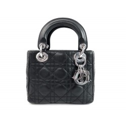 SAC A MAIN CHRISTIAN DIOR LADY MINI 17 CM EN CUIR NOIR HAND BAG PURSE 1800€