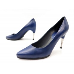 CHAUSSURES CELINE 36 ESCARPINS FEMME EN CUIR BLEU BLUE LEATHER COURT SHOES 530€