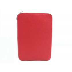 NEUF COUVERTURE D'AGENDA HERMES SILKYDAILY GLOBE TROTTER CUIR ROUGE COVER 760