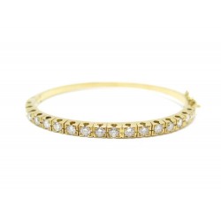 BRACELET JONC EN OR JAUNE 18K 23GR SERTI 17 DIAMANTS 3MM 1.7 CT GOLD & DIAMONDS