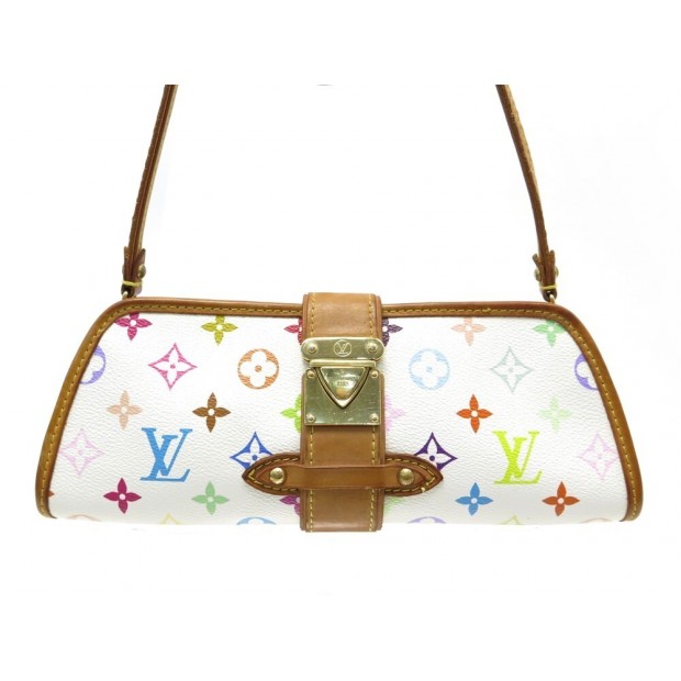 Auth Louis Vuitton M40049 Monogram Multicolor Shirley Shoulder Bag White F/S