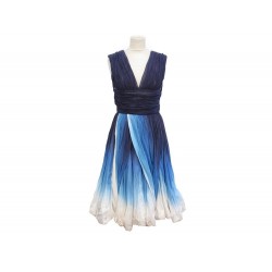 ROBE DE SOIREE CELINE 38 M COLLECTION DEFILE PRINTEMPS ETE 2009 COTON BLEU 3200€