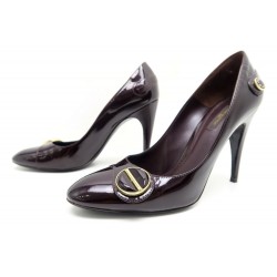 NEUF CHAUSSURES LOUIS VUITTON ESCARPINS SLOANE PUMP 39 CUIR VERNI AMARANTE 1105€