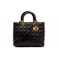 SAC A MAIN CHRISTIAN DIOR LADY LARGE BANDOULIERE CUIR MARRON HAND BAG 3600€