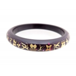 NEUF BRACELET LOUIS VUITTON INCLUSION LV DORE PLASTIQUE VIOLET 20 CM BOITE 390€