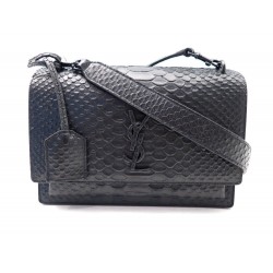 NEUF SAC A MAIN SAINT LAURENT SUNSET 452155 CUIR PYTHON BANDOULIERE PURSE 2160€