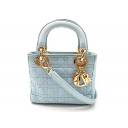 SAC A MAIN CHRISTIAN DIOR LADY MINI TOILE BLEU 