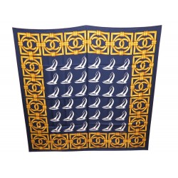 FOULARD CHANEL SOIE BLEUE 