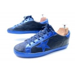 CHAUSSURES GOLDEN GOOSE SUPERSTAR BASKETS 40 EN CUIR VIEILLI BLEU SHOES 310€