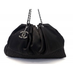 NEUF SAC A MAIN CHANEL MELROSE TISSU MATELASSE NOIR 