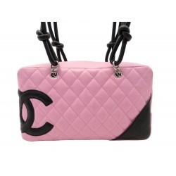 SAC A MAIN CHANEL CAMBON 28 CM EN CUIR MATELASSE ROSE PINK HAND BAG PURSE 2800€