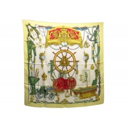 VINTAGE FOULARD HERMES MUSEE PHILIPPE LEDOUX CARRE EN SOIE JAUNE SILK SCARF 350€