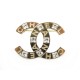 BROCHE CHANEL LOGO CC & STRASS EN METAL DORE GOLDEN BROOCH JEWEL 650€