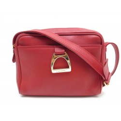 VINTAGE SAC A MAIN LANCEL ETRIER 23 CM EN CUIR ROUGE BANDOULIERE HAND BAG 350€