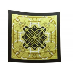 FOULARD HERMES EPERON D'OR HENRI D ORIGNY CARRE EN SOIE DORE SILK SCARF 350€