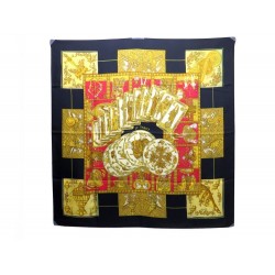 VINTAGE FOULARD HERMES LE TAROT ANNIE FAIVRE CARRE EN SOIE NOIR SILK SCARF 350€