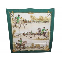 VINTAGE FOULARD HERMES LIVREE IMPERIALE P LEDOUX CARRE VERT SOIE SILK SCARF 350