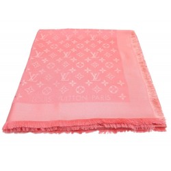 NEUF CHALE LOUIS VUITTON M75861 MONOGRAM FOULARD EN SOIE & LAINE ROSE SCARF 400€