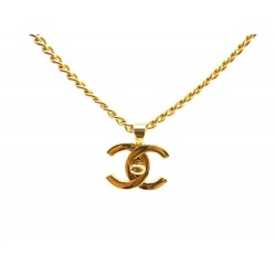 COLLIER SAUTOIR CHANEL CHAINE PENDENTIF FERMOIR TIMELESS LOGO CC METAL DORE 990€